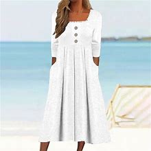 Women Party Dresses Square Neck Long Maxi Dress Ladies Casual Sleeve