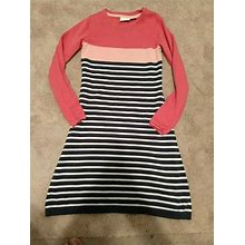 Nice Manguun Teens Knit Sweater Dress Size L Pink Blue White Long