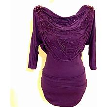 Bebe Dresses | Bebe Xs Beaded Purple Dress/Tunic | Color: Purple | Size: Xs