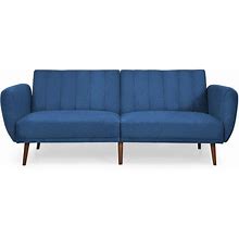 Costway Convertible Futon Sofa Bed Adjustable Couch Sleeper W/ Wood Legs Navy