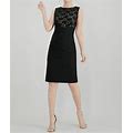 $210 Connected Women's Black Sequined Lace Tiered Sheath Petite Dress Size 6P