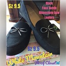 White Mountain Shoes | White Mountain Sz9.5 Like New Rhinestone Black Faux Suede Shoes | Color: Black | Size: 9.5