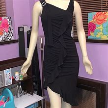 Rosee Dresses | Rosee Black Gathered High Low Jersey Lbd Dress 4 | Color: Black | Size: 4