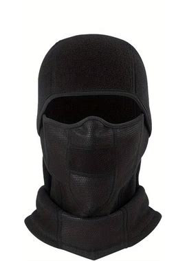 Black Thick Cool Balaclava Hat For Men - Winter Windproof Punk Style Outdoor Cycling Mask,Black,Must-Have,Temu
