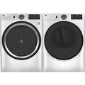 Ge White Smart Side By Side Front Load Laundry Pair With Gfw550ssnww 28" Front Load Washer And Gfd55gssnww 28" Gas Size 28