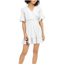 Michael Michael Kors Womens White Bell Sleeve V Neck Micro Mini Empire Waist Dress L