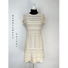 ZARA Midi Dress CROCHET KNIT Ecru Cream OPENWORK A-Line S Dress NWT 3859/104