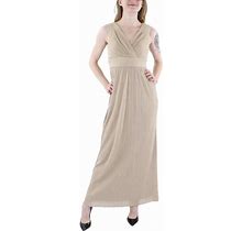 R&M Richards Womens Beige Crinkled Evening Dress Gown Petites 4P BHFO 2822