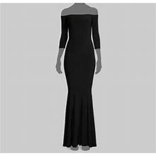 $295 Norma Kamali Women's Black Off The Shoulder Gown Dress Size L/40