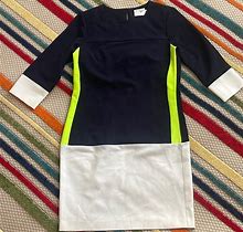 J. Taylor Dresses | J. Taylor | Navy, White & Neon Green Color Block Dress Nwot! | Color: Blue/Green | Size: 8