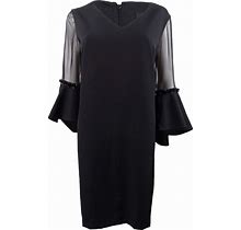 MSK Women's Petite Illusion Bell-Sleeve Dress (8P, Black)