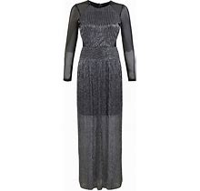 Miss Selfridge Silver Metallic Plisse Illusion Maxi Dress Sz 2