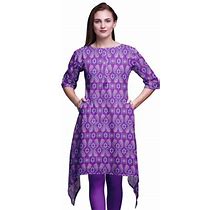 Bimba Purple Paisley & Floral Printed Tops For Women Asymmetric Kurti Summer Dress For Girls Medium
