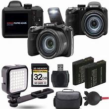 Kodak Pixpro Az425 Digital Camera (Black)+ Extra Battery + LED - 32Gb Kit
