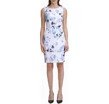 Calvin Klein Petite Floral-Print Pleated Sheath Dress - Serene Multi