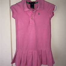 Ralph Lauren Dresses | Ralph Lauren Knit Dress With Pleated Skirt Infant Girl's Sz 24m Vguc | Color: Green/Pink | Size: 24Mb