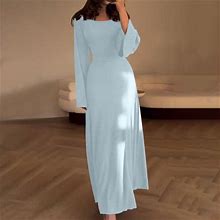 Xysaqa Womens Knit Bodycon Long Maxi Sweater Dresses Elegant Wrap Tie Waist Flowy Long Sleeve Party Midi Dress