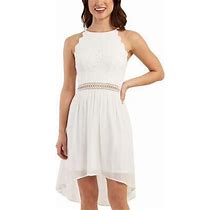 Bcx Womens White Lace Hi-Low Scalloped Fit & Flare Dress Juniors 9
