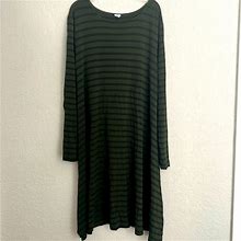 Old Navy Dresses | Old Navy, Dark Green With Black Stripes Dress | Color: Green | Size: M