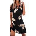 Beach Dresses For Women Casual Summer, Women Summer Leaves Sundress Strappy Cold Shoulder Hollow Out Short Dress Hawaii Vacation Midi Dresses