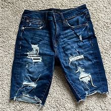 Aeropostale Shorts | Aeropostale Distressed Slim Cut-Off Jean Short | Color: Blue | Size: Waist 27