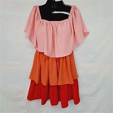 Vici Dress Size S Womens Pink Red Ombre Tiered Sleeveless