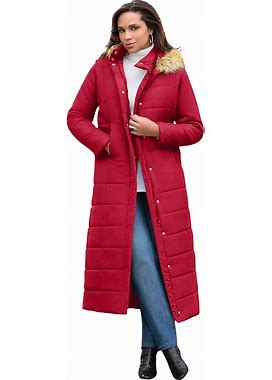 Plus Size Women's Maxi-Length Quilted Puffer Jacket By Roaman's In Classic Red (Size 4X) Winter Coat