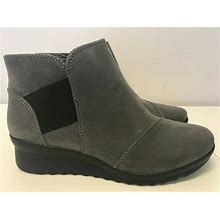 Womens Clarks Ankle Boots Caddell Tropic Grey 130717 Wide