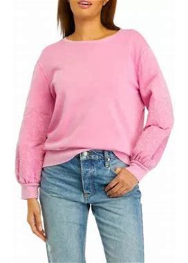 Wonderly Women's Embroidered Sweatshirt, Pink, Small, Cotton