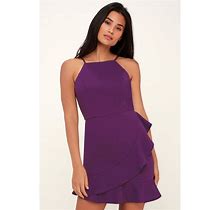 Lulus Dresses | Lulus Great Things Purple Ruffle Faux Wrap Cocktail Dress | Color: Purple | Size: S