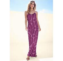 Women's Tassel Tie-Back Maxi Dress - Purple Multi, Size L By Venus