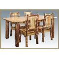 Log Dining Room Set 6 ft Long Kitchen Table 4 Chairs Amish Made