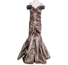 R & M Richards Women's Metallic Gray Brown Mermaid Gown Dress Size 8