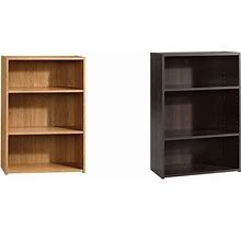 Sauder Beginnings 3-Shelf Bookcase, Highland Oak Finish & Beginnings 3-Shelf Bookcase, Cinnamon Cherry Finish