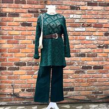 American Vintage Dresses | Suuuch A Gorgeous Hand Knit Crochet Sweater Dress/Tunic | Color: Green | Size: L