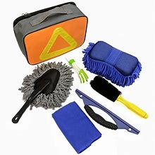 Ajxn 7 PCS Car Cleaning Tools Kit, Car Interior Detailing Tools, Vehicle Washing Set - With Premium Microfiber Cleaning Cloth, Tire Brush, Storage Bo