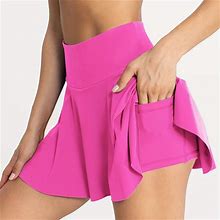 High Waist Sports Skorts With Pocket, Solid Color Running Active Skirts For Golf Tennis, Women's Activewear,Bright Handpicked,Temu