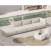 Light Gray Modern Patio Seating - Open Right - Modular Outdoor Couch