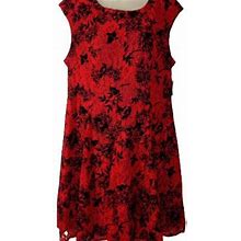 Danny & Nicole Dresses | Danny And Nicole Red Black Floral Lace Swing Dress | Color: Black/Red | Size: 18