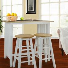 White Beech Wooden 3 Pc Pub Set Table Stools Kitchen Dinette Indoor
