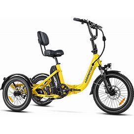 Addmotor Citytri E-310 Adult Folding 3 Wheel Electric Tricycle 90% Assembled Electric Trike,The HIGHEST Spec'd Best Affordable Great For Seniors,Yellow