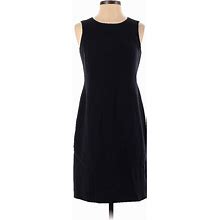 Talbots Casual Dress - Sheath High Neck Sleeveless: Blue Print Dresses - Women's Size 2 Petite