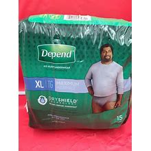 Depend FIT-FLEX Underwear For Men Size XL Maximum Grey 15 Count