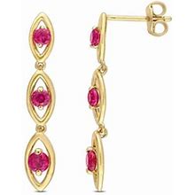 Women's Belk & Co Lab Created Created Ruby Fashion Post Earrings In Plated Sterling Silver Yellow