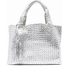 P.A.R.O.S.H Happy Woven Leather Shoulder Bag Silver