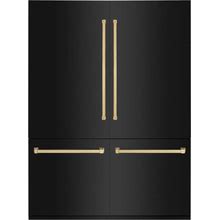 ZLINE 60" Autograph 32.2 Cu. Ft. Built-In Refrigerator With Internal Water And Ice Dispenser In Black Stainless Steel With Gold Accents, RBIVZ-BS-60-G