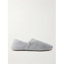 Mr P. Shearling-Lined Suede Slippers - Men - Gray Slippers - UK 8