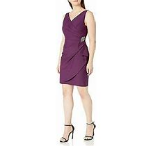 Alex Evenings Women's Slimming Short Ruched Dress With Ruffle(Petite