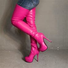 Hot Women Over The Knee Boots Round Toe Zipper Slim High Heels Boots