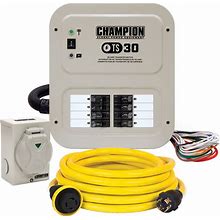 Champion 30-Amp Indoor Manual Transfer System (8-Circuit) W/ 25' Cord & PIB